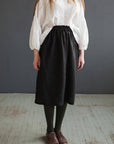 Black Classic Midi Linen Skirt