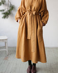 Mustard Kimono Linen Dress