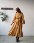Mustard Kimono Linen Dress