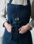 Navy Blue Traditional Linen Apron