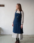 Navy Blue Traditional Linen Apron