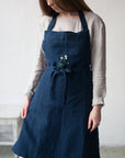 Navy Blue Traditional Linen Apron