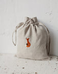 Sitting Fox Pouch Linen Bag