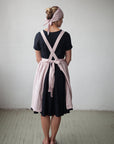 Baby Pink Midi Cross Back Linen Pinafore