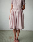 Baby Pink Midi Cross Back Linen Pinafore