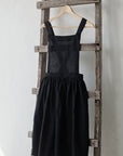 Black Midi Cross Back Linen Pinafore