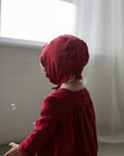 Cherry Ruffle Linen Bonnet