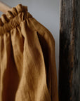 Mustard Classic Midi Linen Skirt