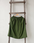 Forest Green Classic Midi Linen Skirt
