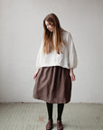 Cacao Classic Midi Linen Skirt