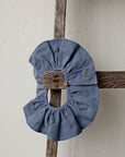 Dusty Blue Ruffle Linen Collar with Branches