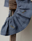 Dusty Blue Ruffle Linen Collar with Branches