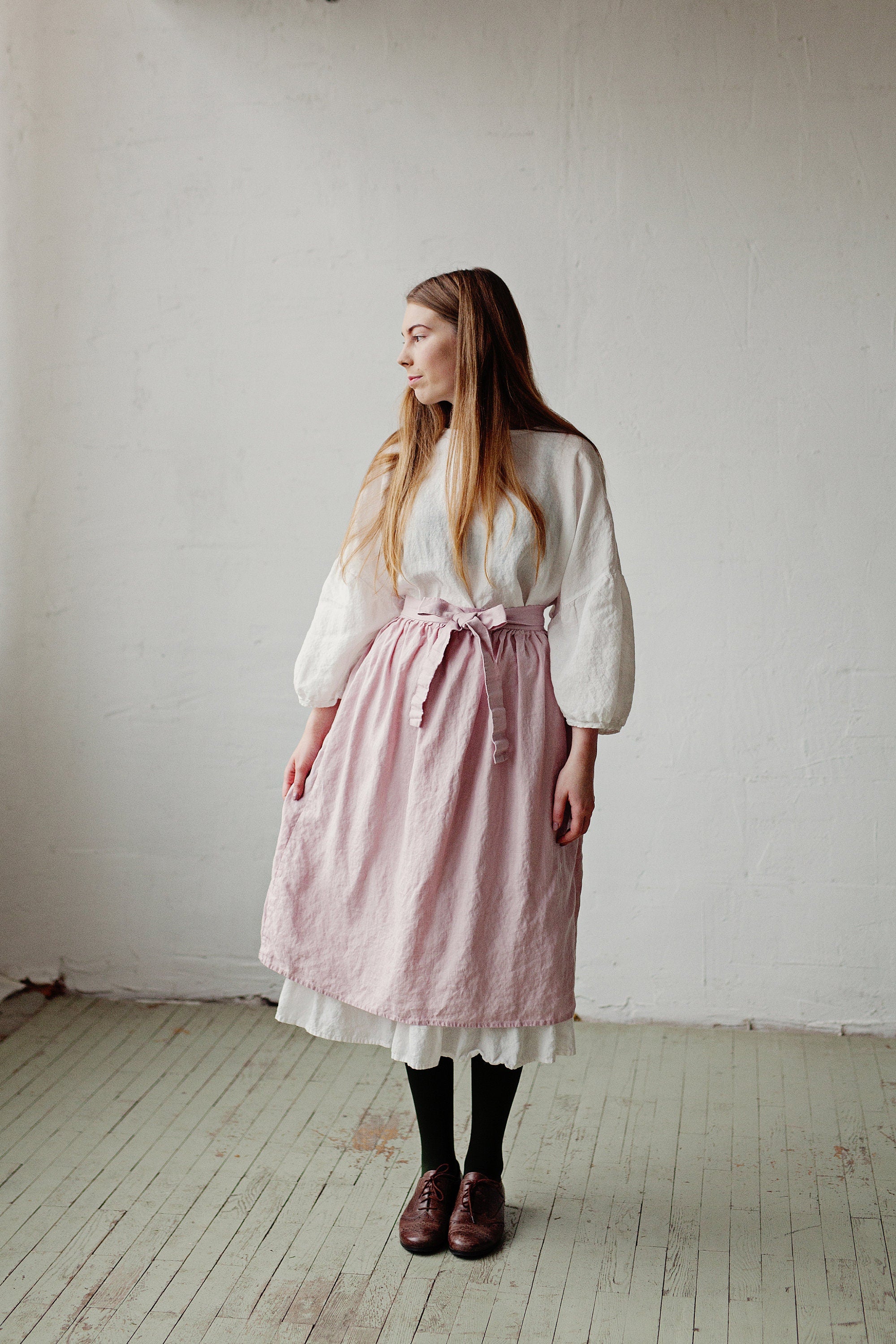 Baby Pink Linen Apron Skirt