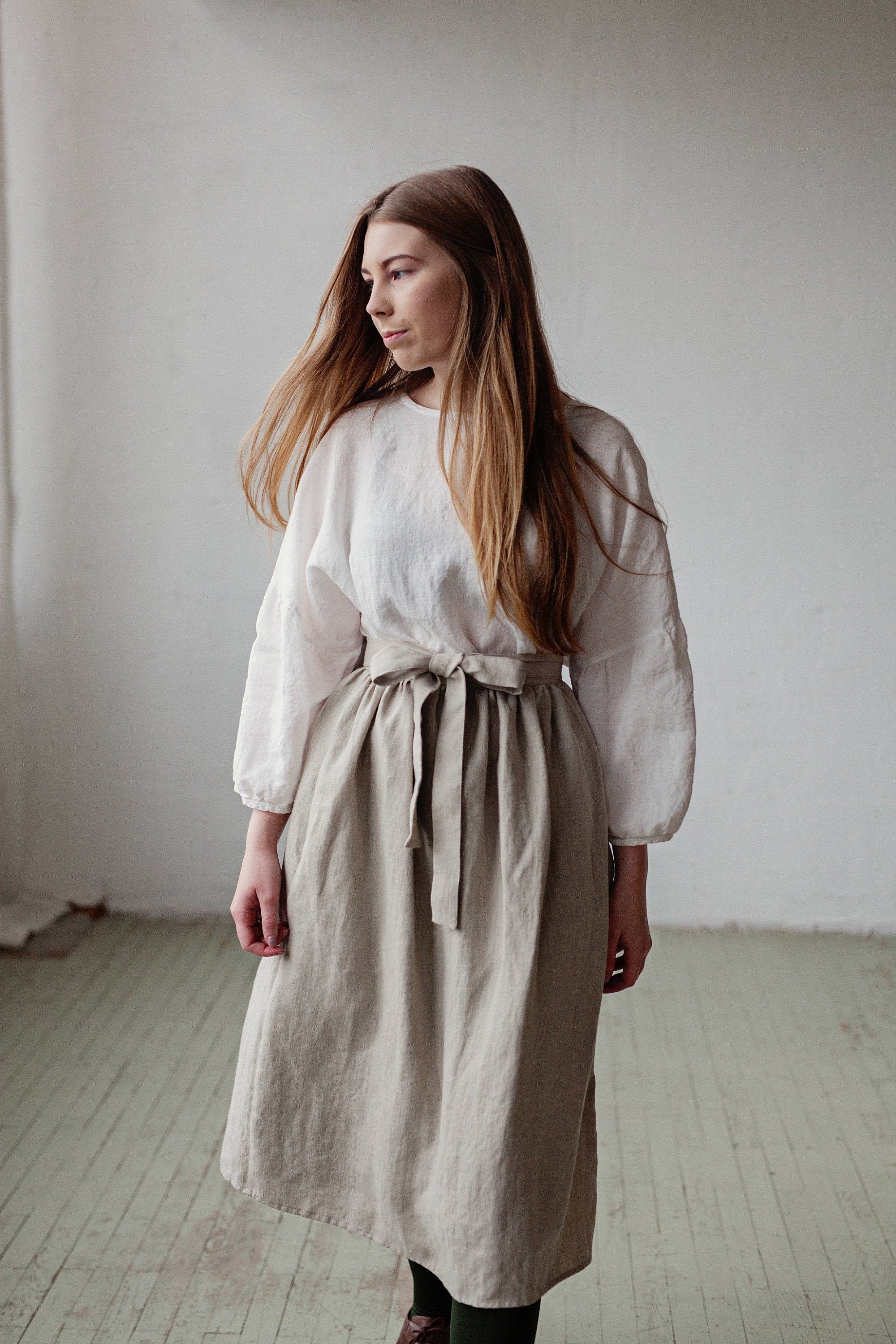 Natural Linen Apron Skirt