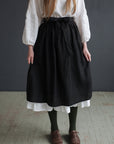 Black Linen Apron Skirt