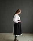 Black Linen Apron Skirt