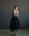 Black Linen Apron Skirt