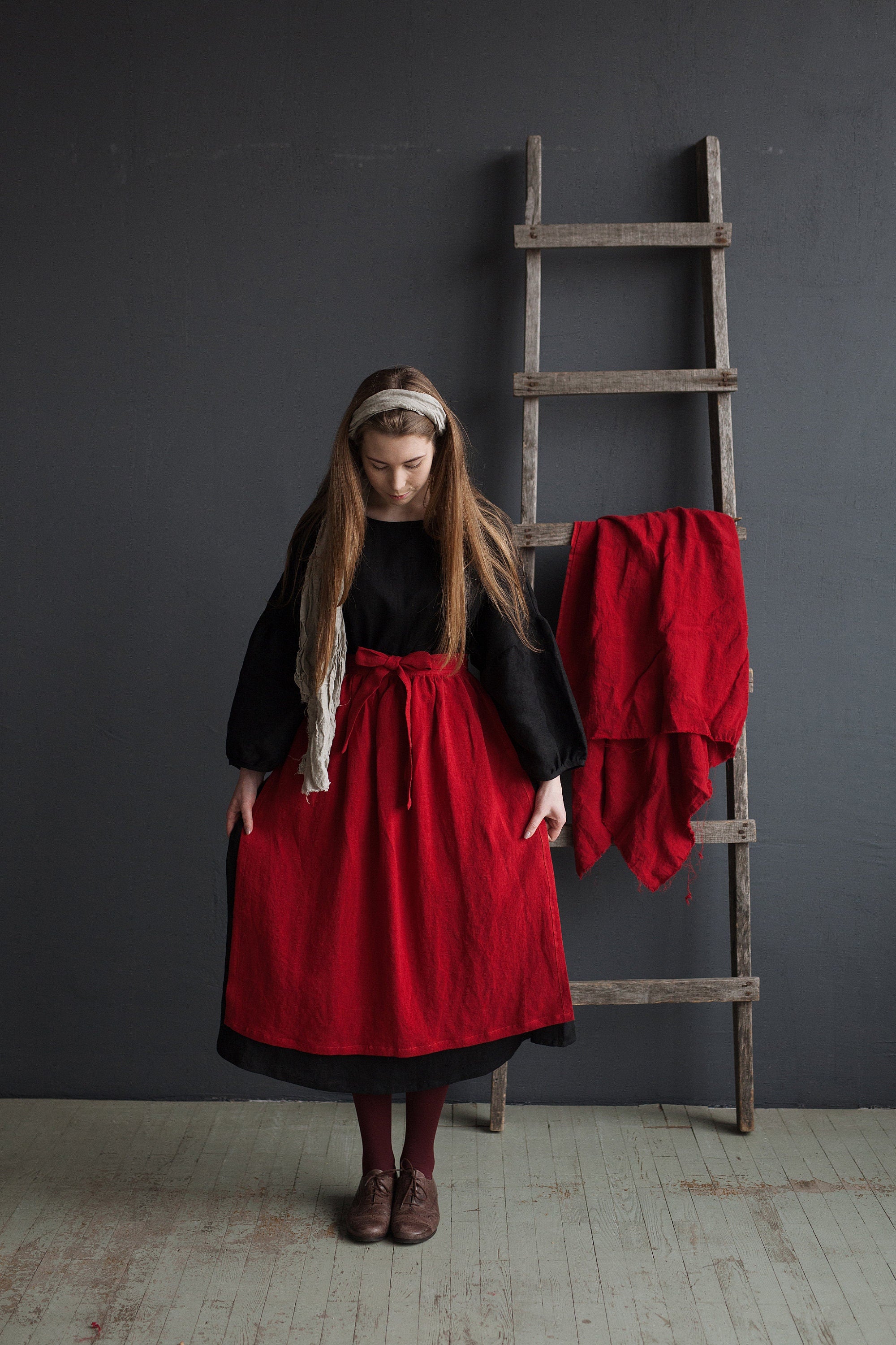 Cherry Apple Linen Apron