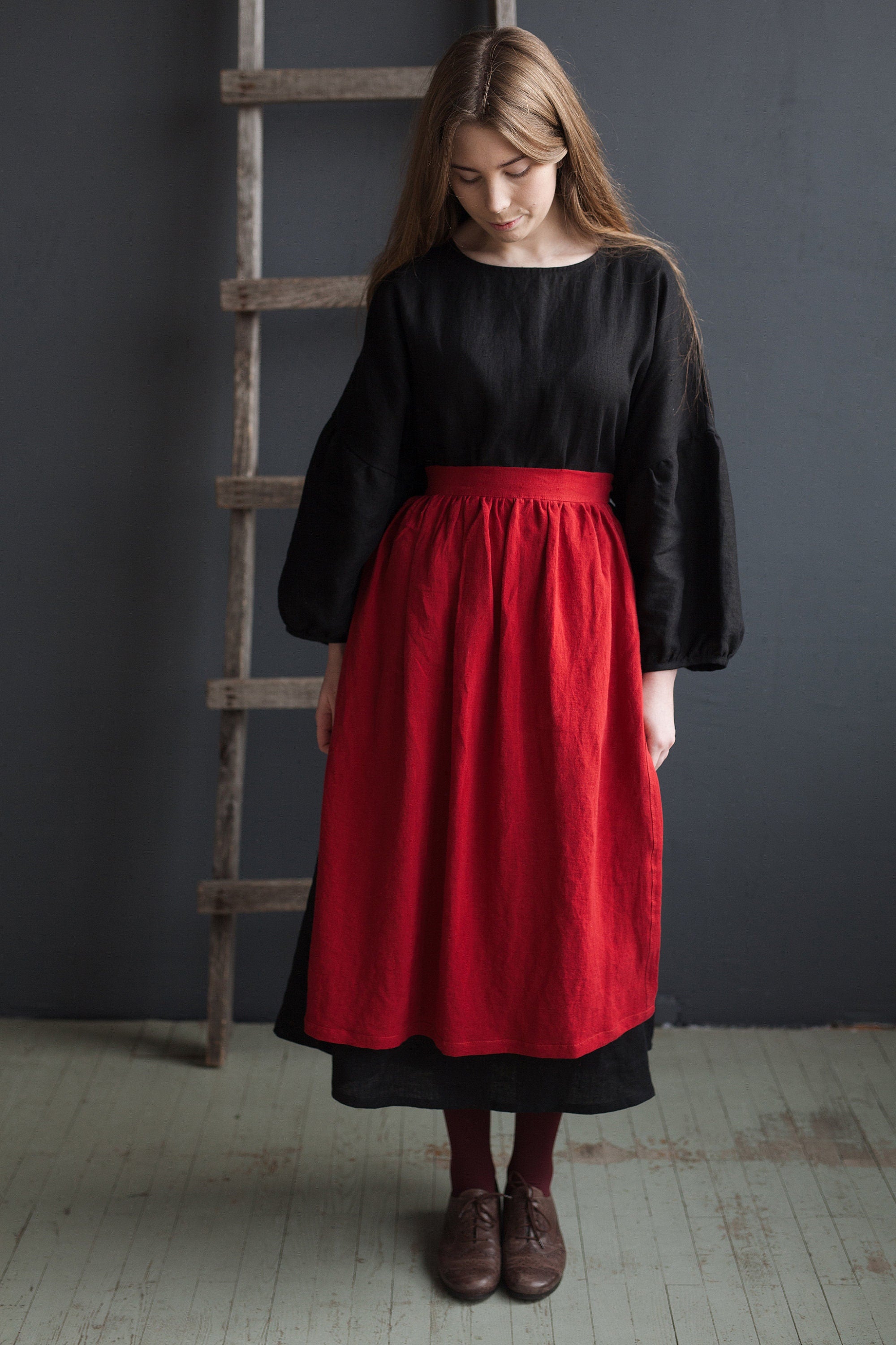 Cherry Apple Linen Apron