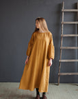 Mustard Kimono Linen Dress
