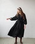 Black Kimono Linen Dress