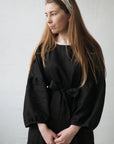 Black Kimono Linen Dress
