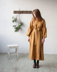 Mustard Kimono Linen Dress