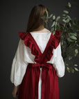 Cherry Long Vintage Linen Apron