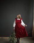 Cherry Long Vintage Linen Apron