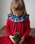 Dusty Blue Ruffle Linen Collar with Branches