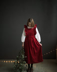 Cherry Long Vintage Linen Apron