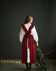Cherry Long Vintage Linen Apron