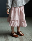 Baby Pink Ruffle Linen Skirt