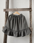 Charcoal Ruffle Linen Skirt