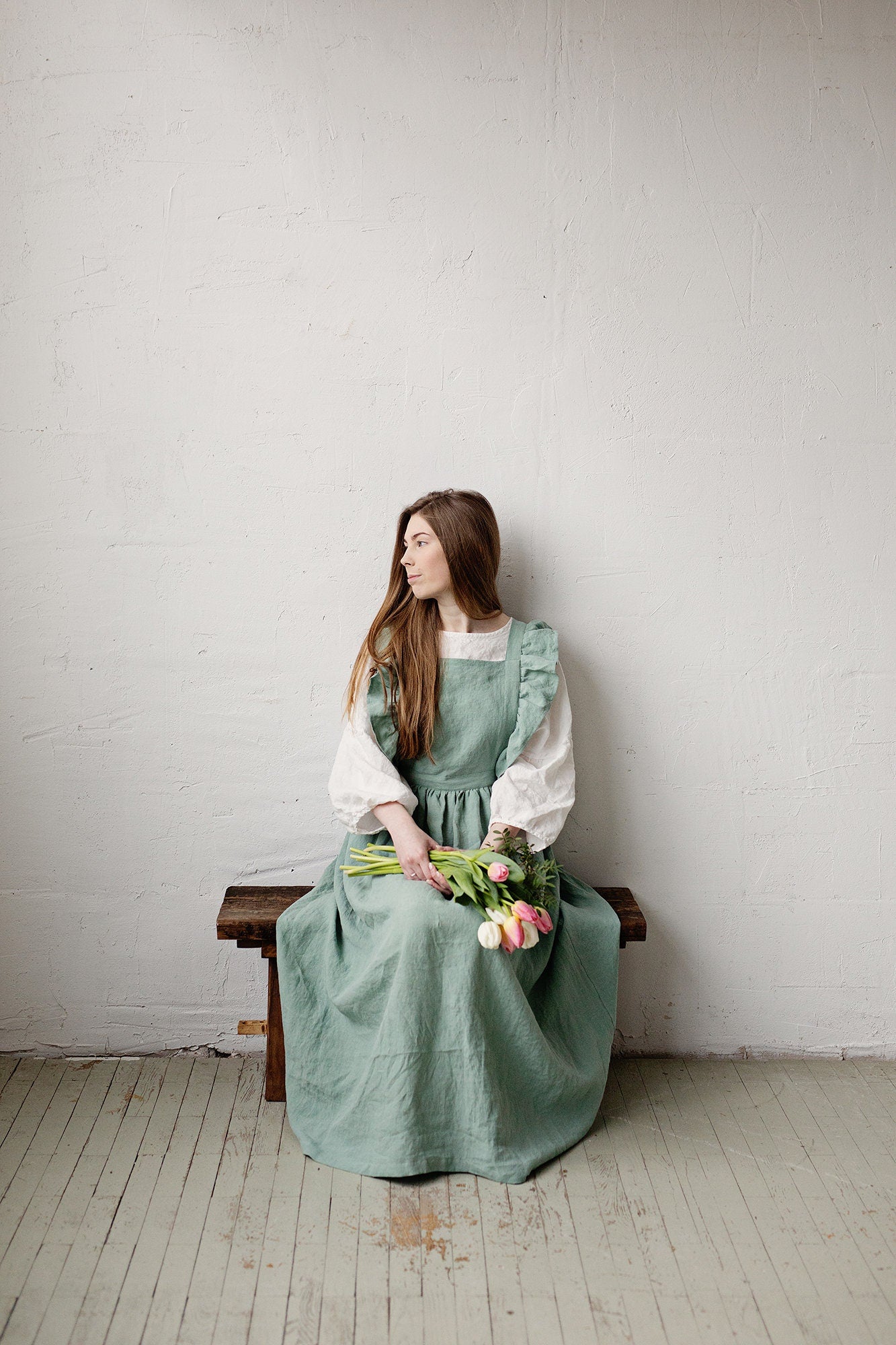 Mint Long Vintage Linen Dress allthebeautifullinen Mint Long Vintage Linen Dress allthebeautifullinen
