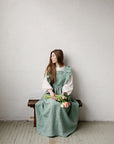 Mint Long Vintage Linen Dress