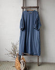 Dusty Blue Kimono Linen Dress