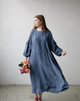 Dusty Blue Kimono Linen Dress