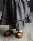 Charcoal Ruffle Linen Skirt