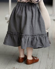 Charcoal Ruffle Linen Skirt