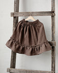 Cacao Ruffle Linen Skirt