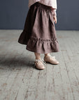 Cacao Ruffle Linen Skirt