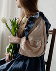 Dusty Blue Long Vintage Linen Apron