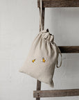 Two Bees Pouch Linen Bag