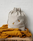 Two Bees Pouch Linen Bag