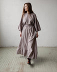Lavender Romantic Long Linen Skirt
