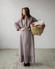 Lavender Romantic Long Linen Skirt