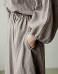 Lavender Romantic Long Linen Skirt