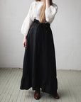 Black Romantic Long Linen Skirt