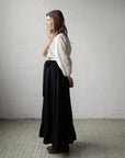 Black Romantic Long Linen Skirt